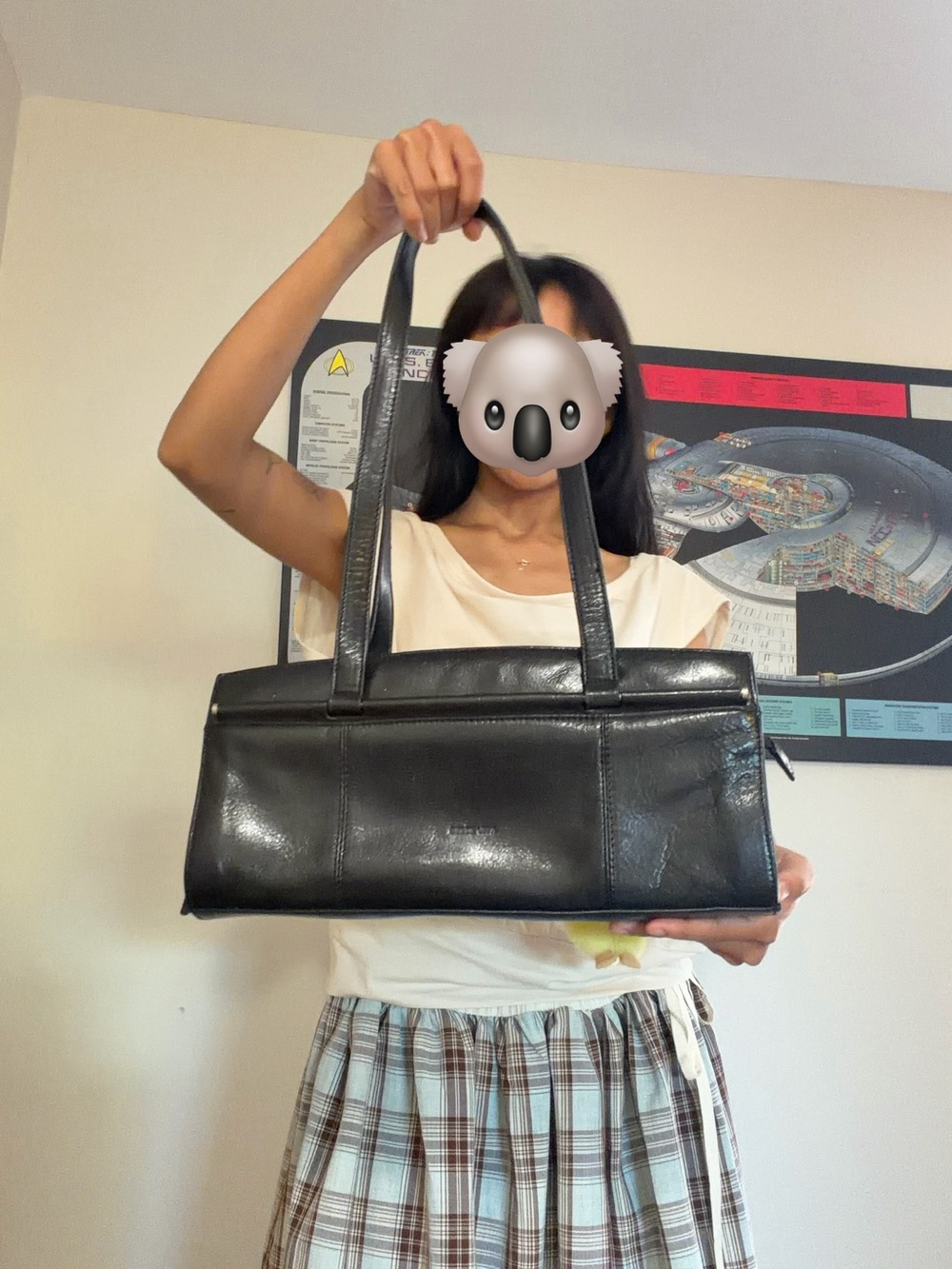 Dolce Vita Black Leather Rectangular Shoulder Bag